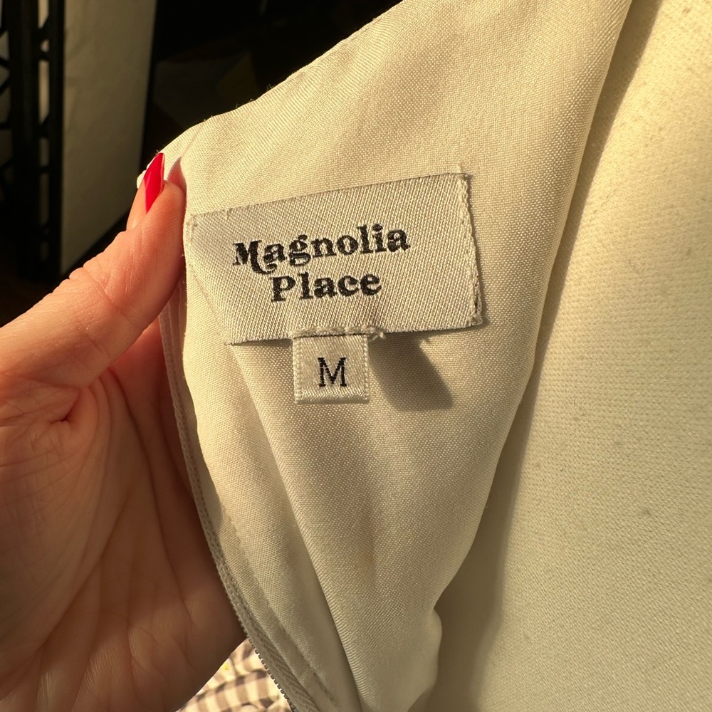 Magnolia Gingham Midi Dress in Black and White - Picture 7 of 8